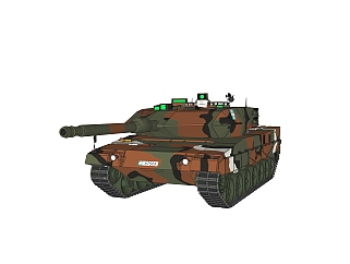 德国Leopard<em>豹</em>2A6主站坦克su模型，坦克草图大师模型...