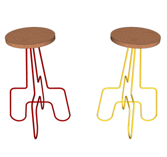 现代钢木吧椅草图大师模型，固定吧椅sketchup模型下载