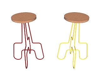 现代钢木吧椅草图大师模型，固定吧椅sketchup模型下载