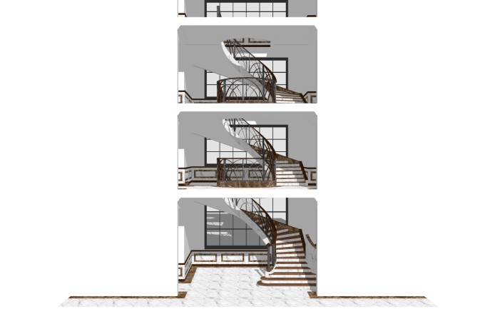 欧式螺旋楼梯草图大师模型，螺旋楼梯sketchup模型免费下载