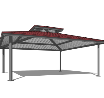 工业风金属雨棚草图大师模型，雨棚sketchup模型下载