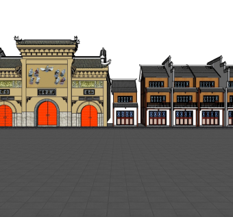 新中式会所建筑草图大师模型，古建民俗sketchup模型免费下载