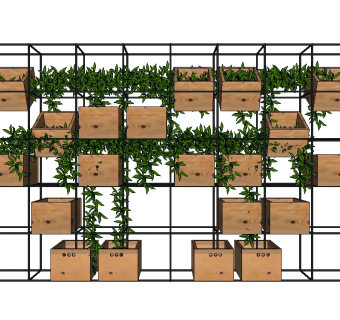 现代花架装饰架su模型，花架草图大师模型下载