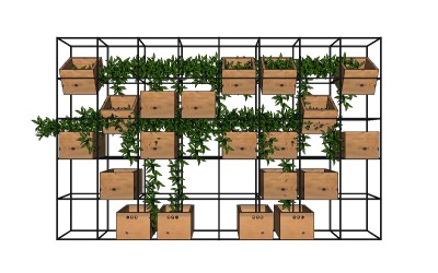 现代花架装饰架su模型，花架草图大师模型下载