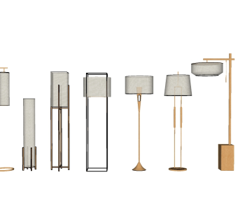 现代客厅落地灯组合su模型下载、客厅落地灯组合草图大师模型下载