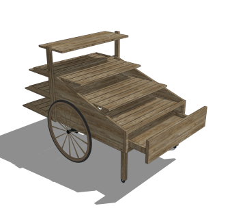 中式手推车草图大师模型，手推车su模型下载