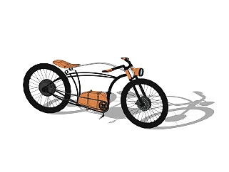 复古自行车sketchup模型，自行车skp模型下载