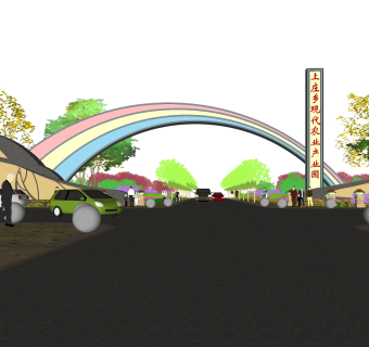 现代产业园大门草图大师模型，产业园大门sketchup模型免费下载