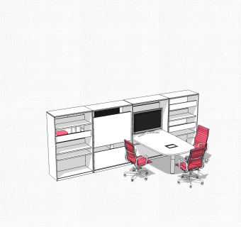 现代小型会议桌草图大师模型，会议桌sketchup模型下载