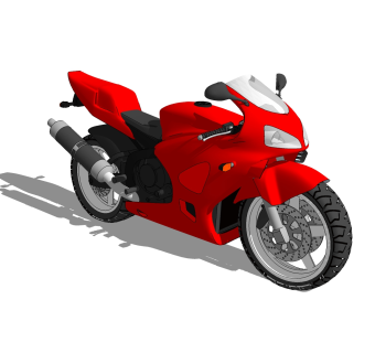 现代摩托车免费su模型，摩托车sketchup模型，摩托车草图大师模型素材下载