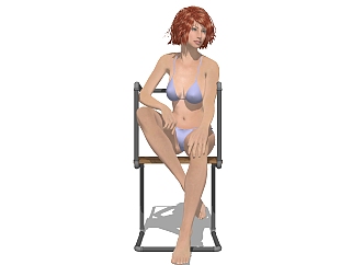 现代泳装人物su模型，3D真人草图大师模型下载