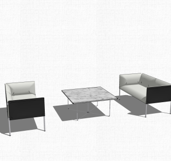 现代白色简约办公沙发草图大师模型，办公沙发skp模型下载