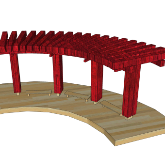 弧形廊架sketchup模型下载