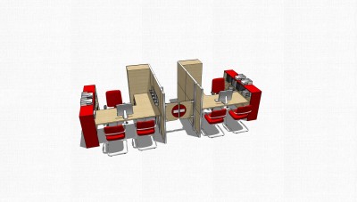 屏风办公桌草图大师模型，办工桌skp模型，办工桌su素材下载