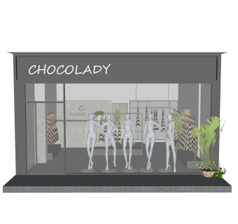 现代店面草图大师模型，店面SKB文件下载