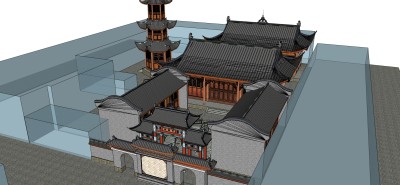 寺庙草图大师模型下载、寺庙su模型下载