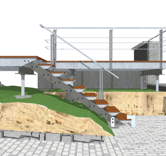 精品不锈钢楼梯栏杆su模型下载