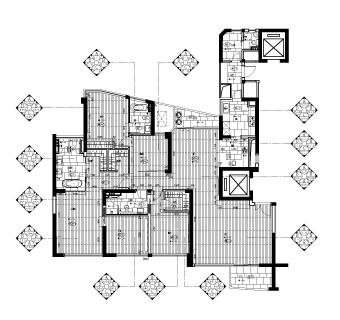 华润新鸿基杭州钱江新城4号楼D2类型样板房施工图CAD下载、样板房施工图CAD下载