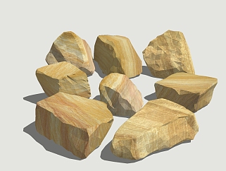 自然风景观石su模型、<em>花岗岩</em>大理石草图大师模型