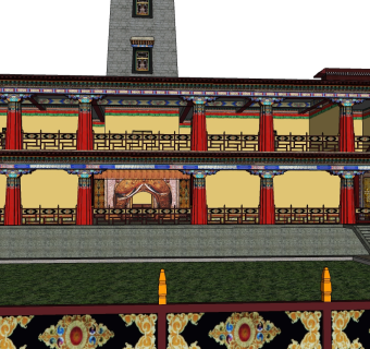 中式酒店草图大师模型下载、中式酒店su模型下载