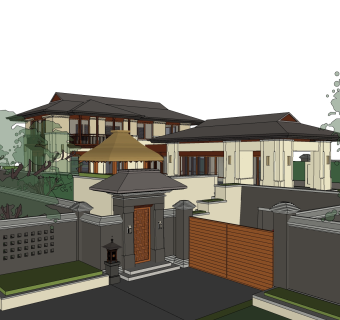 现代私人独栋别墅草图大师模型下载，独栋别墅sketchup模型