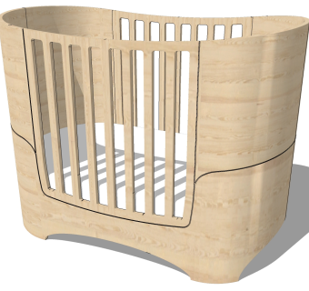 日式婴儿床草图大师模型，婴儿床skb文件下载