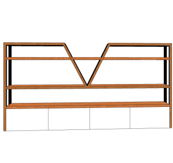 现代简约木书柜草图大师模型，书柜sketchup模型