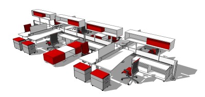 现代办公桌草图大师模型，办公桌sketchup模型下载