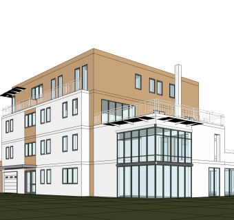 现代独栋别墅草图大师模型下载，独栋别墅sketchup模型