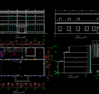 食堂装修CAD图纸，食堂CAD平面布置图下载