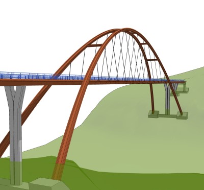 悬索桥设计草图大师模型下载，sketchup悬索桥su模型分享