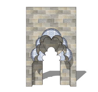 中式景观墙草图大师模型，景墙sketchup模型下载