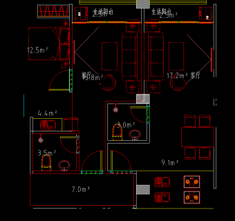 公寓办公室CAD施工图，办公室CAD建筑图纸下载