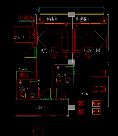 公寓办公室CAD施工图，办公室CAD建筑图纸下载