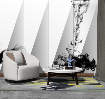 现代布艺单人沙发su模型，单人沙发sketchup模型下载