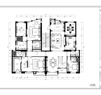 祥细家装户型图三居CAD，免费下载