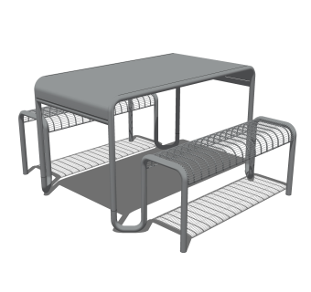 工业风餐桌椅su模型，户外餐桌椅组合草图大师模型下载