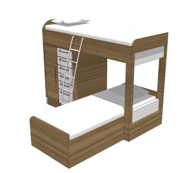 高低床铺草图大师模型，儿童床SU模型下载
