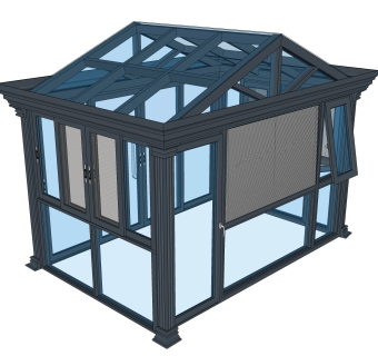 人字顶阳光房带门窗sketchup模型下载