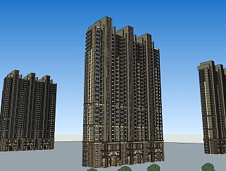 新古典高层<em>公寓</em>楼草图大师模型，<em>公寓</em>sketchup模型
