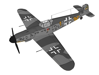 <em>德国</em>Bf-109战斗机草图大师模型，战斗机SU模型下载