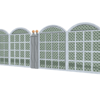 欧式铁艺景观墙围墙草图大师模型，铁艺景观墙围墙sketchup模型下载