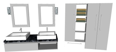 现代洗手台盆su模型，台盆草图大师模型下载