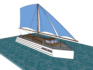 现代海船草图大师模型，海船sketchup模型下载