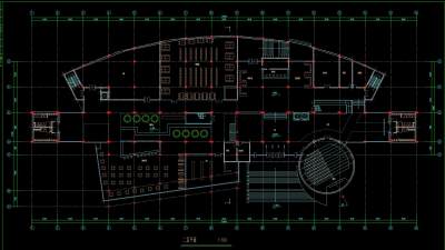 某校图书馆设计图，图书馆cad建筑工程图纸下载