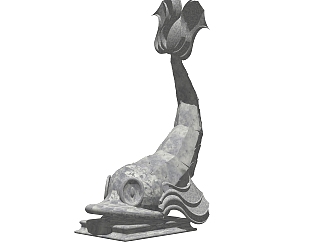 现代河豚雕塑草图大师模型，雕塑sketchup模型下载