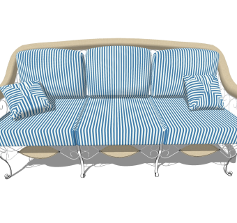 地中海风格多人沙发SU模型，多人沙发SKP模型下载