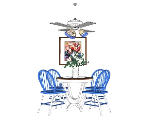 <em>地中海</em>餐桌椅免费su模型，餐桌椅sketchyp模型下载