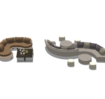 现代布艺弧形多人沙发草图大师模型，现代弧形沙发sketchup模型下载