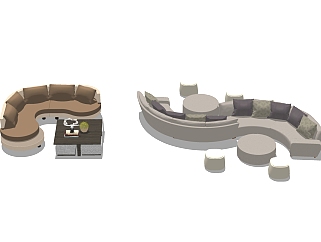 现代布艺弧形多人沙发草图大师模型，现代弧形沙发sketchup模型下载